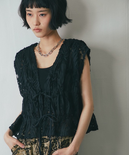 美品 Rossa インポートローサ レース メッシュ シアーベスト ジレ 楽天市場】レース ジレ ベスト レディース 透かし編み シアー