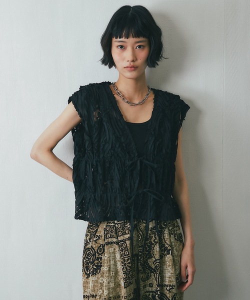 ベスト ジレ 刺繍レースシアーベスト レディース : ZOZOTOWN