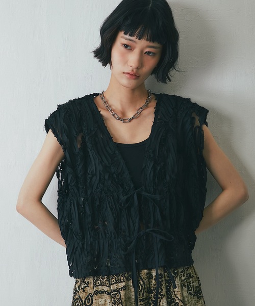 美品 Rossa インポートローサ レース メッシュ シアーベスト ジレ 美品 Rossa インポートローサ レース メッシュ シアーベスト ジレ