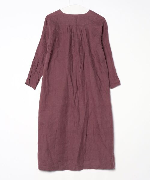 fog linen work リネン　ロング　ワンピース　パープル　半袖 fog linen work 「fog work」 長袖ワンピース - パープル