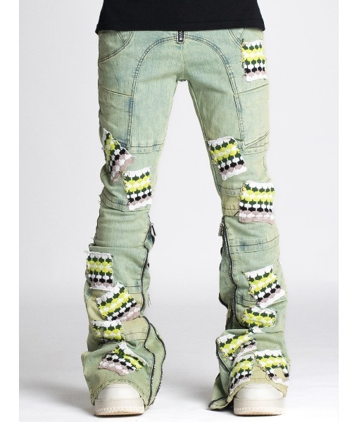 L.H.P ジーンズ GUAPI/グアピ/Slime Green Knit Patches Denim