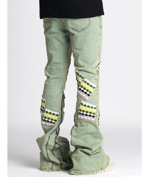 L.H.P ジーンズ GUAPI/グアピ/Slime Green Knit Patches Denim