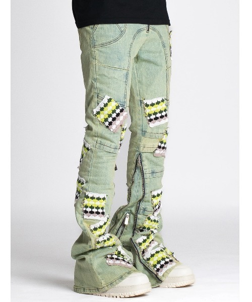 L.H.P ジーンズ GUAPI/グアピ/Slime Green Knit Patches Denim