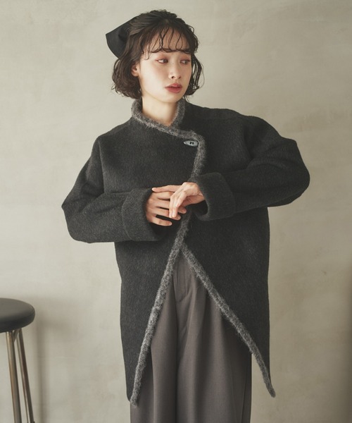 ステンカラーコート コート cashmere stand collar toggle coat