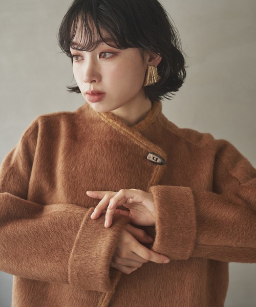 ステンカラーコート コート cashmere stand collar toggle coat