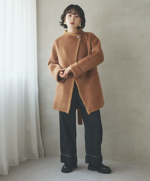 ステンカラーコート コート cashmere stand collar toggle coat