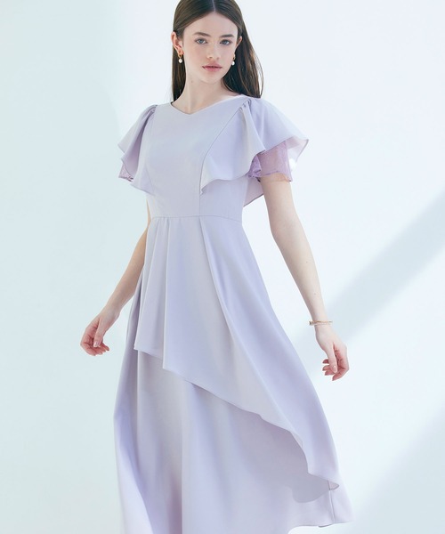 AIMER（エメ） ドレス レースレイヤードスリーブラッフルフレア