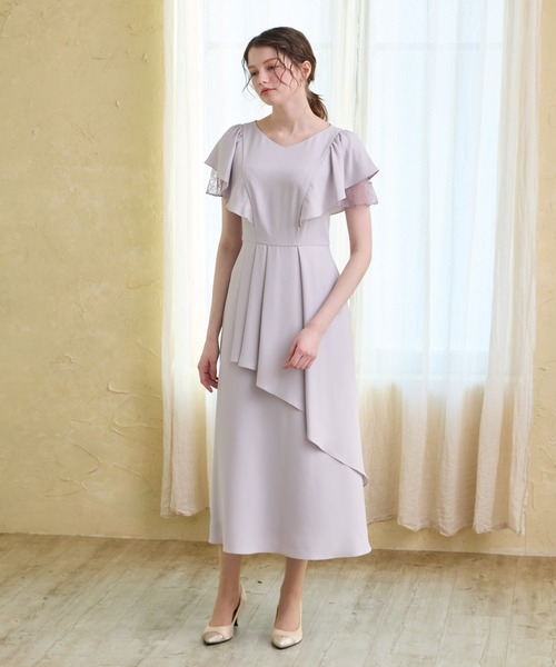 AIMER（エメ） ドレス レースレイヤードスリーブラッフルフレア