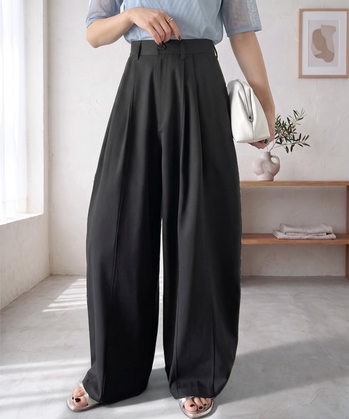 Java ワイドパンツ パンツ 「JaVaジャバコラボ」カーブで魅せる、抜け