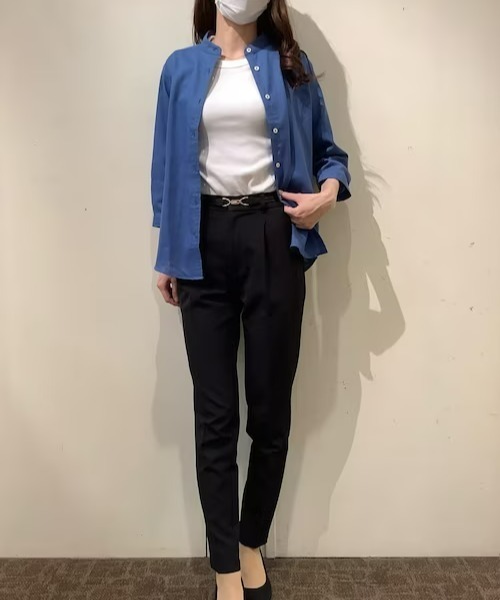 「Pitta Re:)」 7分袖ブラウス L ダークブルー レディース