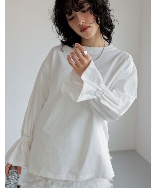 「Re:EDIT」 長袖カットソー LARGE ベージュ レディース