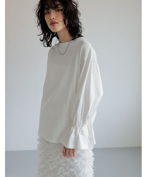 「Re:EDIT」 長袖カットソー LARGE ベージュ レディース