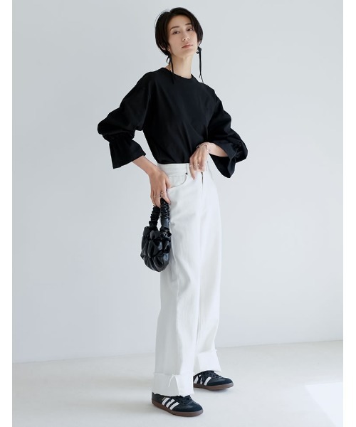 「Re:EDIT」 長袖カットソー LARGE ベージュ レディース