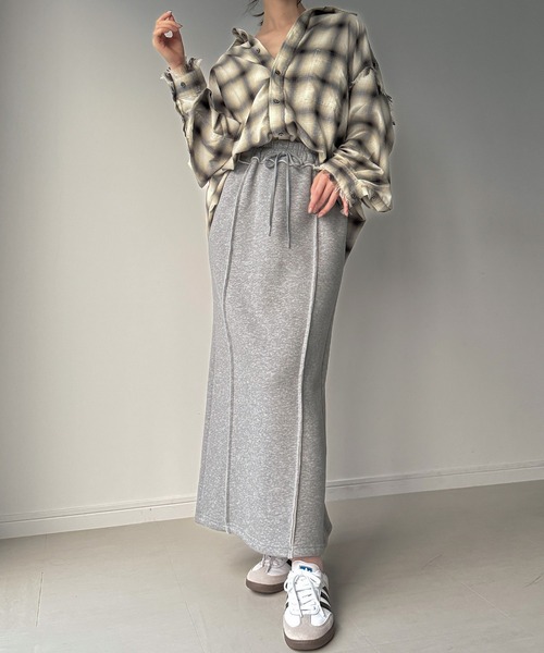 JUNOAH（ジュノア） スカート 裏起毛フロントラインスウェットスカート