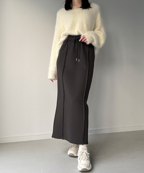 JUNOAH（ジュノア） スカート 裏起毛フロントラインスウェットスカート