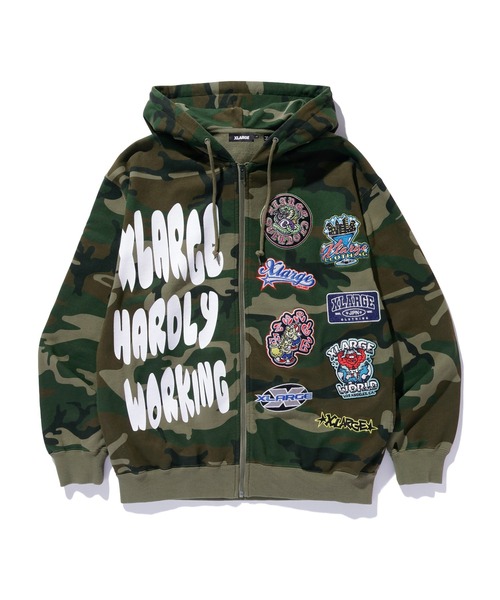 XLARGE ジップパーカー LA刺繍ロゴ XLサイズ チャコールグレースミ黒 XLARGE ジップパーカー LA刺繍ロゴ チャコールグレー スミ黒