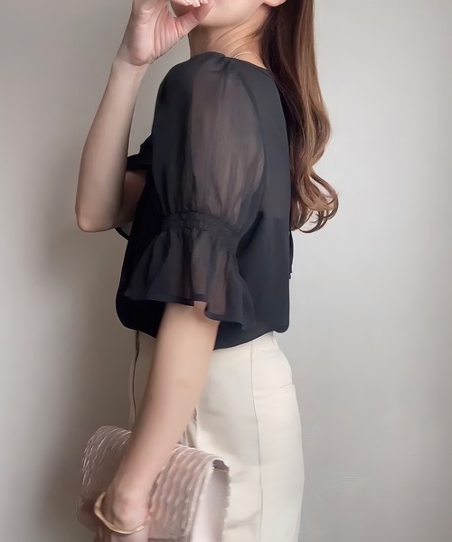 「FILLOU」 半袖ブラウス LARGE ブラック レディース_画像7