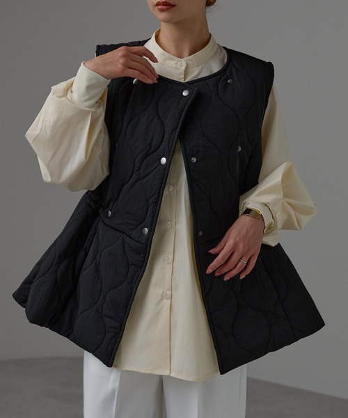 r.（アールドット） ダウンベスト ベスト キルティング フレアベスト