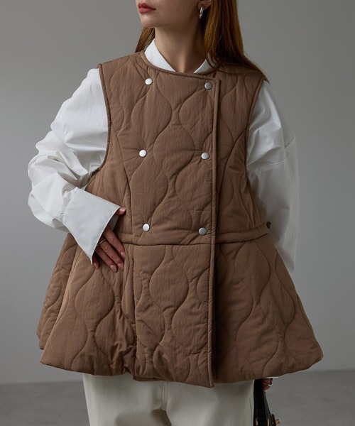 r.（アールドット） ダウンベスト ベスト キルティング フレアベスト