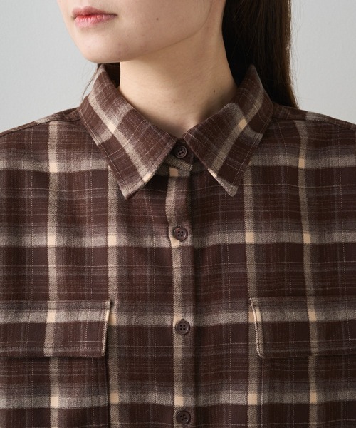 pual ce cin ブラウス シャツ オンブレチェックシャツ レディース