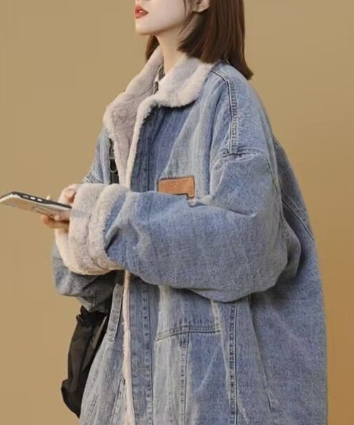 link lot デニムジャケット gジャン 裏フェイクファーデニムビッグ