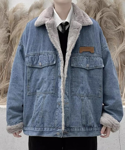link lot デニムジャケット gジャン 裏フェイクファーデニムビッグ