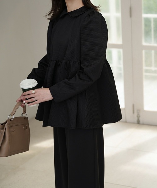 HUIT bouquet（ユイット ブーケ） ブラウス シャツ 襟付き ジャガード