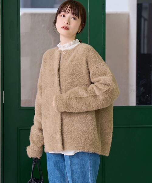 coen（コーエン） カーディガン フェザーヤーンニットコーディガン