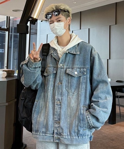 unisexオーバーシルエットデニムジャケット デニムジャケット gジャン ユニセックス オーバーシルエットデニム