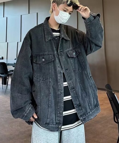 unisexオーバーシルエットデニムジャケット デニムジャケット gジャン ユニセックス オーバーシルエットデニム