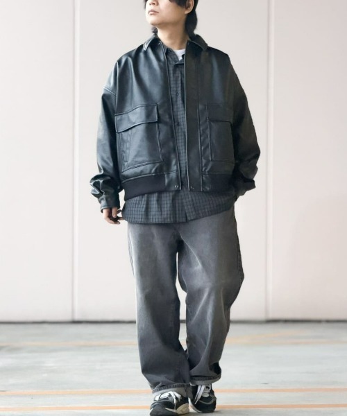 BACK NUMBER ブルゾン アウター 「BACK NUMBER」合成皮革 MA-1