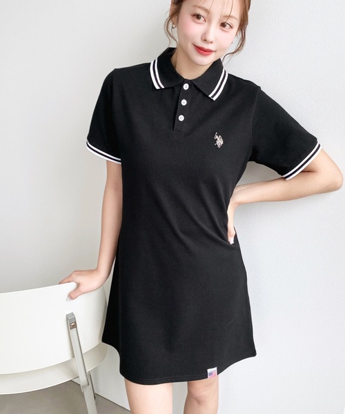 ラルフローレン ポロシャツ ワンピース ブラック Lサイズ ワンポイント刺繍 U.S. POLO ASSN.（ユーエスポロアッスン） ワンピース U.S.POLO ASSN