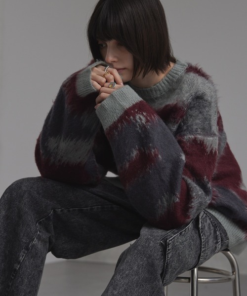「CIASENSE」 長袖ニット M ブルー メンズ_画像7