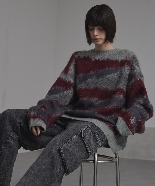 「CIASENSE」 長袖ニット M ブルー メンズ_画像9
