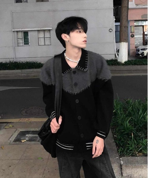 FreeZone セーター ニット フェイクファーカラー切替ニット