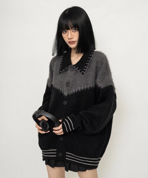 FreeZone セーター ニット フェイクファーカラー切替ニット