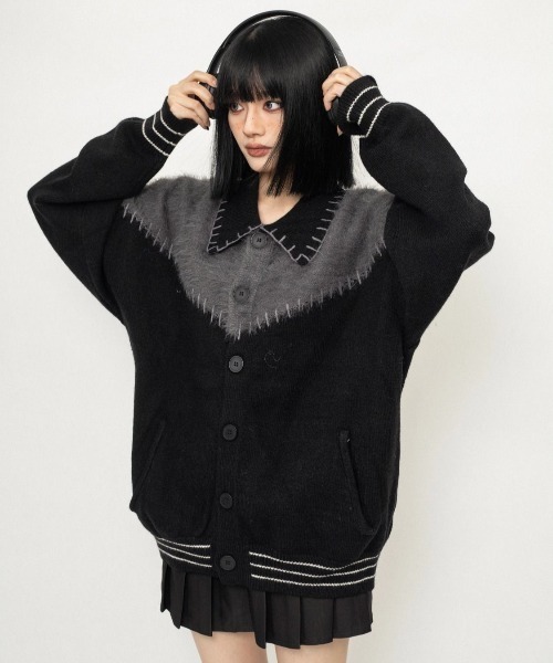 FreeZone セーター ニット フェイクファーカラー切替ニット