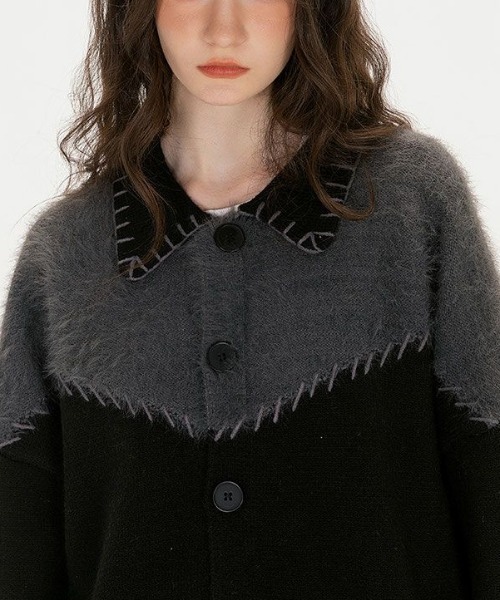 FreeZone セーター ニット フェイクファーカラー切替ニット