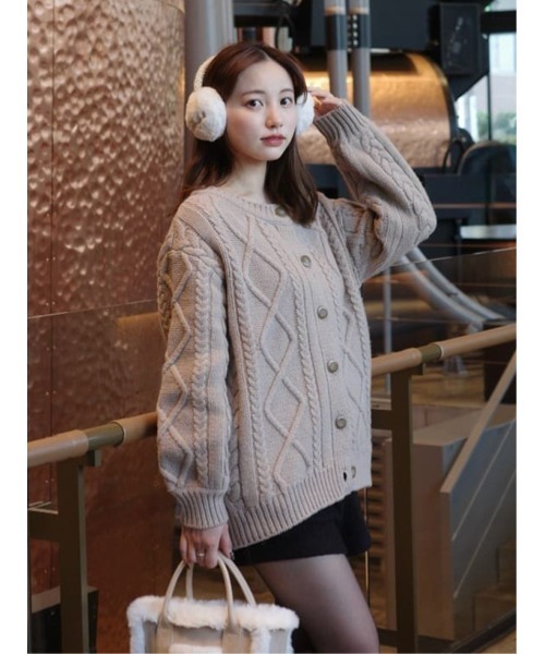 Her lip to カーディガン H Boa Cable Knit Cardigan レディース
