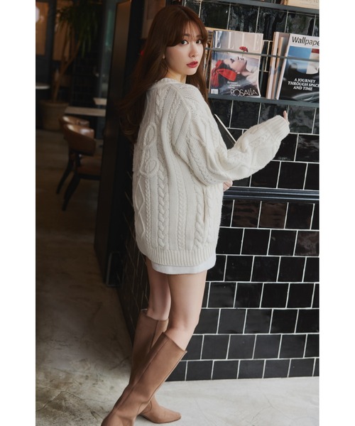 Her lip to カーディガン H Boa Cable Knit Cardigan レディース