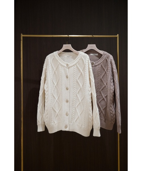 Her lip to カーディガン H Boa Cable Knit Cardigan レディース