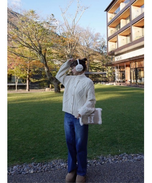 Her lip to カーディガン H Boa Cable Knit Cardigan レディース