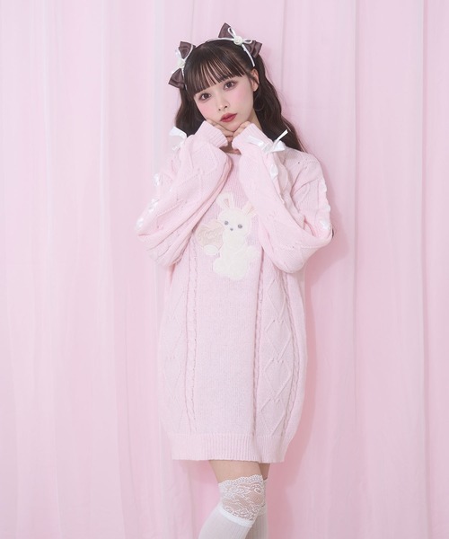 Honey Cinnamon（ハニーシナモン） チュニック ハニーアップリケニット