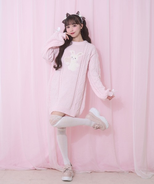 Honey Cinnamon（ハニーシナモン） チュニック ハニーアップリケニット