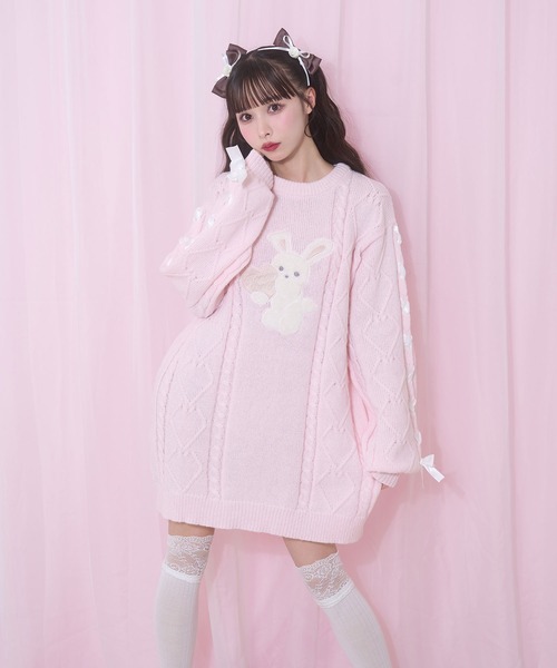 Honey Cinnamon（ハニーシナモン） チュニック ハニーアップリケニット