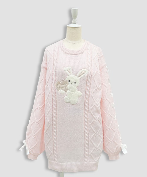 シナモンバニー Honey Cinnamon（ハニーシナモン） チュニック ハニーアップリケニット