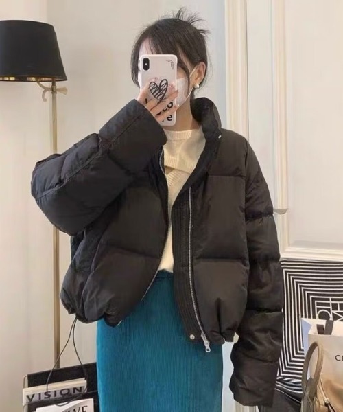 ダウンコート ダウンジャケット ショート丈 スタンドカラー エコダウン