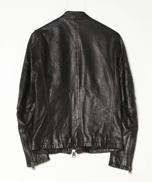 「SHIPS JET BLUE」 レザーブルゾン SMALL ブラック メンズ_画像2
