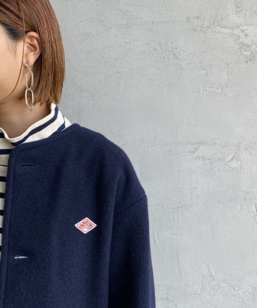 Danton（ダントン） ノーカラージャケット 38 ネイビー レディース