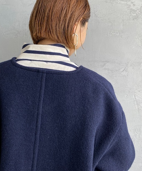 Danton（ダントン） ノーカラージャケット 38 ネイビー レディース